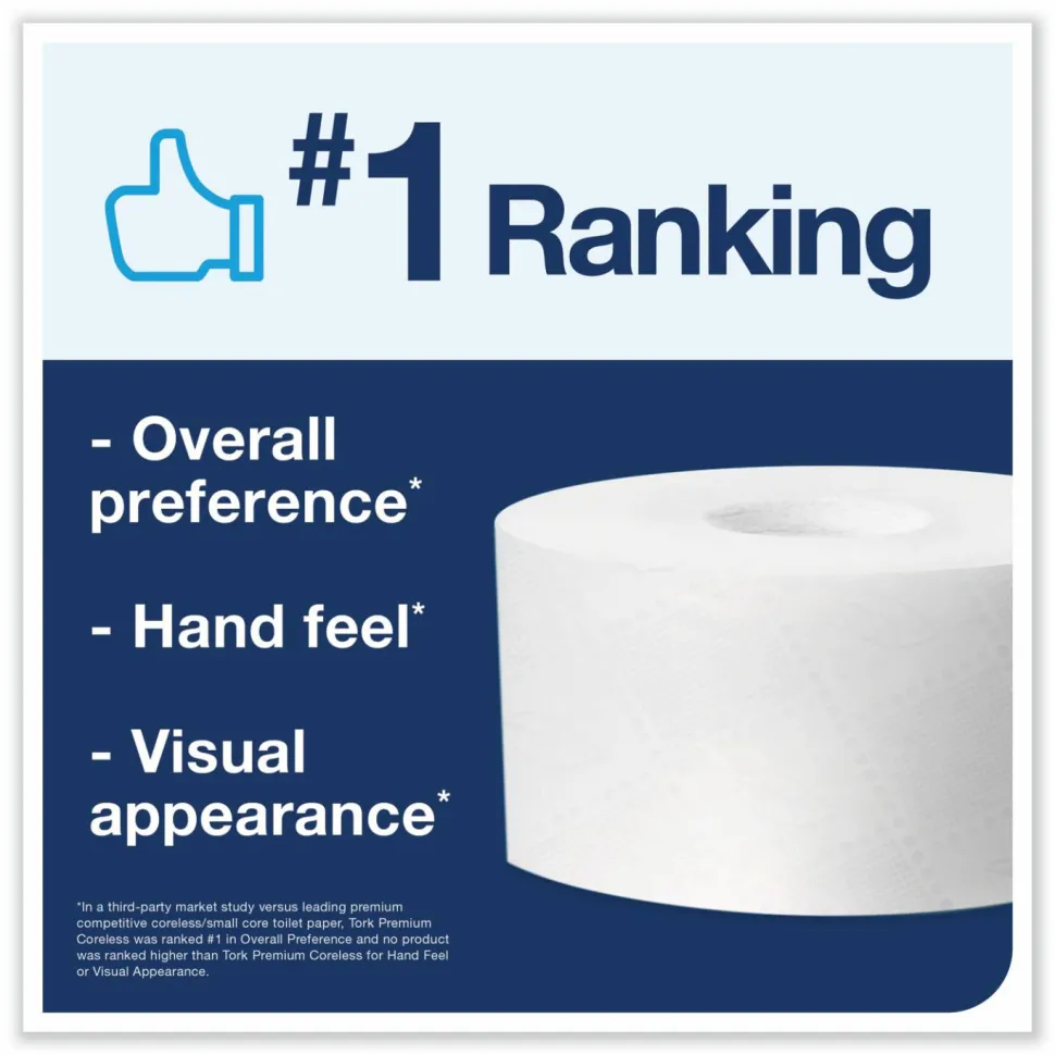 Tork Coreless High Capacity Bath Tissue, 2-Ply, White, 750 Sheets/Roll, 12 Rolls/Carton