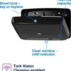 Tork Elevation Bath Tissue Mini-Jumbo Roll Twin Dispenser, 17 x 5.69 x 10.13, Black