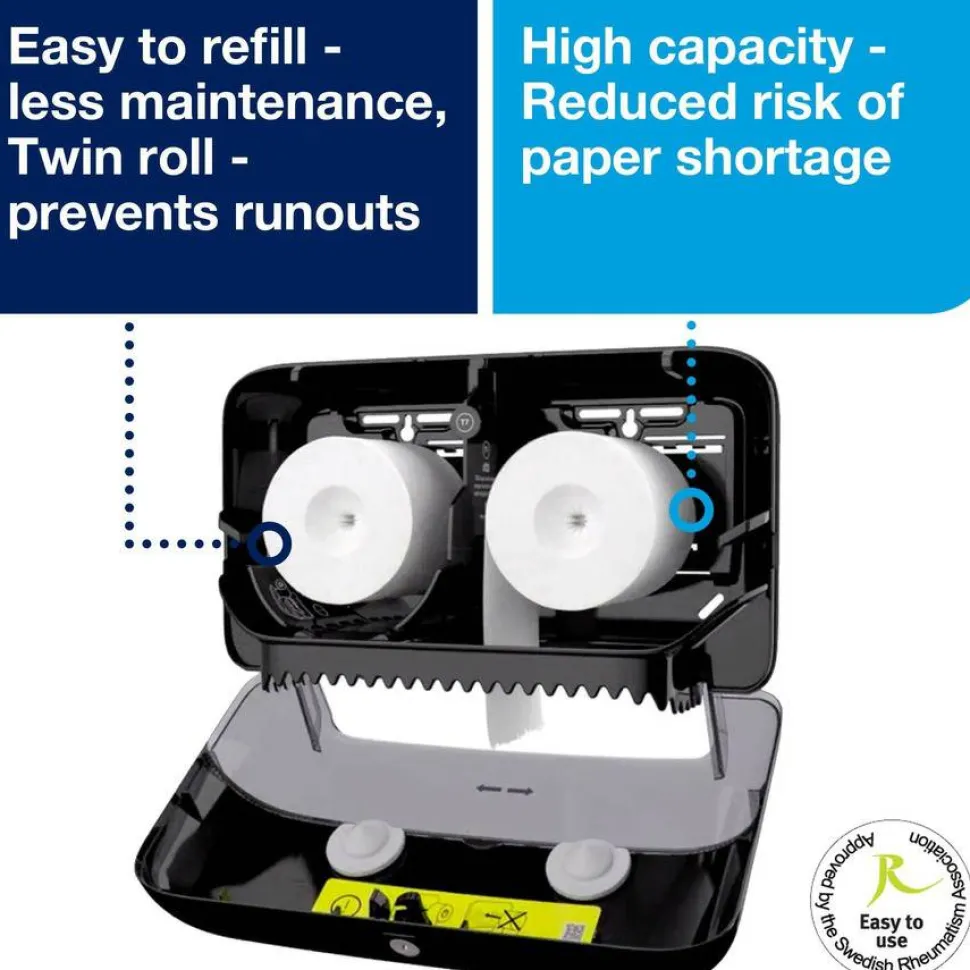 Tork Elevation Coreless High Capacity Bath Tissue Dispenser, 14.17 x 5.08 x 8.23, Black