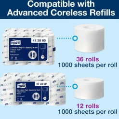 Tork Elevation Coreless High Capacity Bath Tissue Dispenser,14.17 x 5.08 x 8.23,White