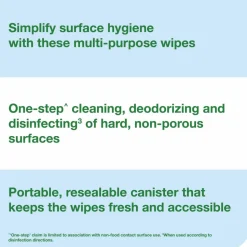 Tork Everwipe by Tork Disinfectant Wipe Canisters, 1-Ply, 7 x 7, Lemon, White, 75 Sheets/Canister, 6/Carton
