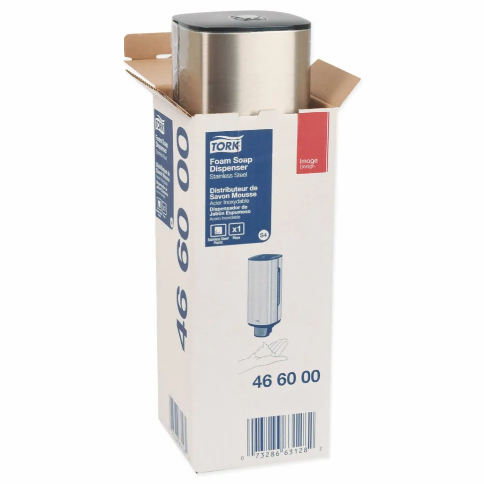 Tork Foam Skincare Manual Dispenser, 1 L Bottle; 33 oz Bottle, 4.25 x 4.25 x 11.38, Stainless Steel
