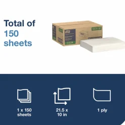 Tork Foodservice Cleaning Towel, 1-Ply, 5 x 10.75, White, 150 Sheets/Carton