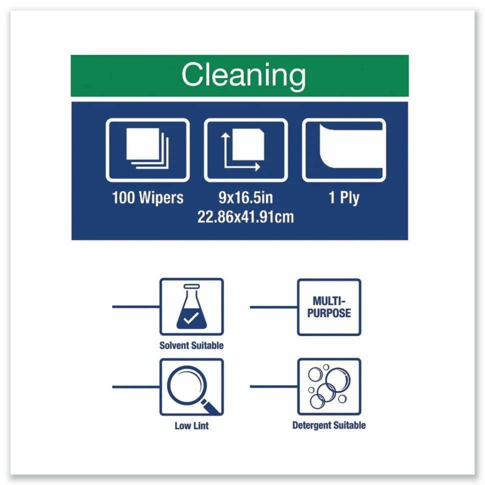 Tork Low-Lint Cleaning Cloth, 1-Ply, 9 x 16.5, Unscented, Turquoise, 100/Box, 8 Boxes/Carton