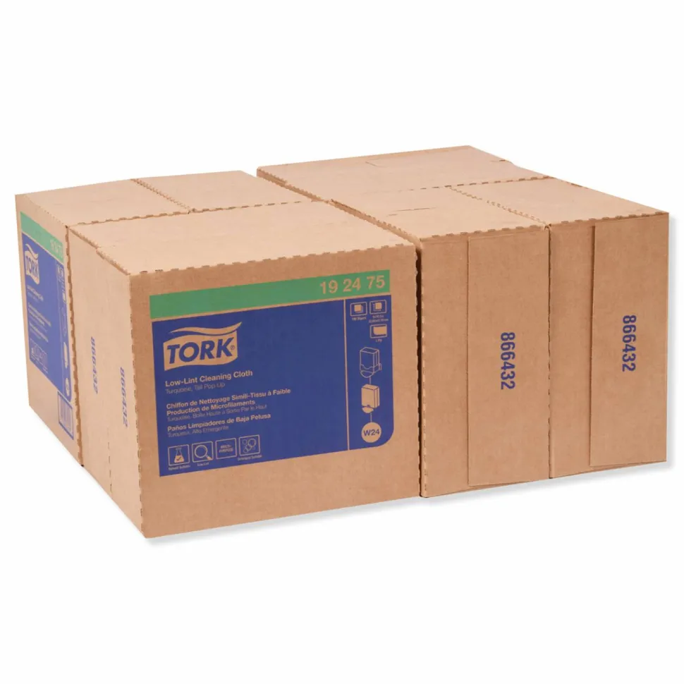Tork Low-Lint Cleaning Cloth, 1-Ply, 9 x 16.5, Unscented, Turquoise, 100/Box, 8 Boxes/Carton