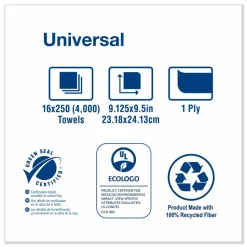 Tork Multifold Hand Towel, 1-Ply, 9.13 x 9.5, Natural, 250/Pack, 16 Packs/Carton