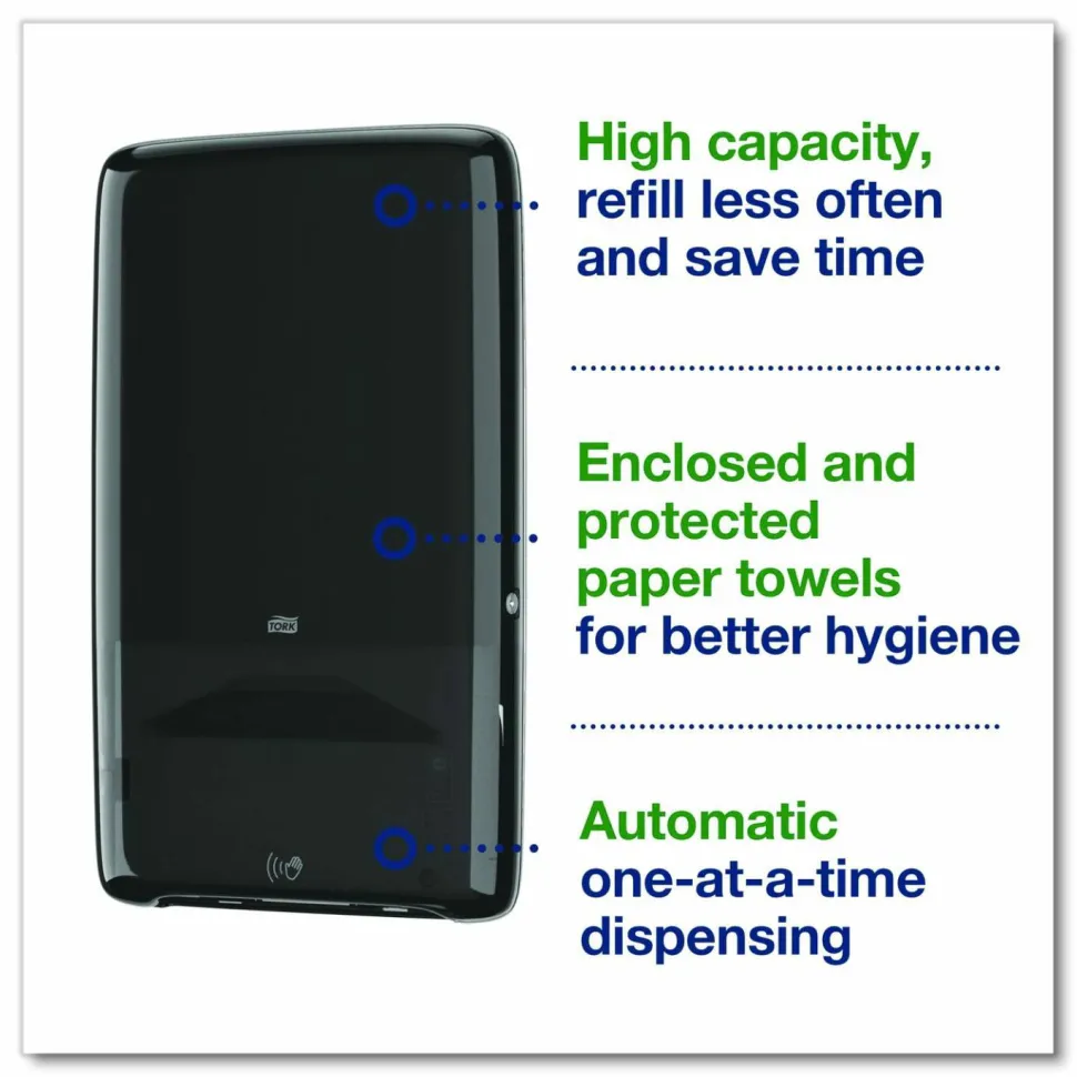 Tork PeakServe Automatic Continuous Paper Hand Towel Dispenser, 14.47 x 4.04 x 25.15, Black