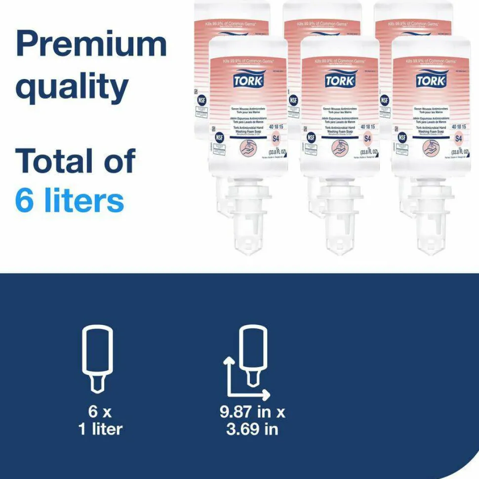 Tork Premium Antibacterial Foam Soap Refill, Unscented, 1 L, 6/Carton
