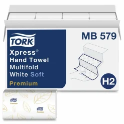 Tork Premium Soft Xpress 3-Panel Multifold Hand Towels, 2-Ply, 9.13 x 9.5, White/Blue Leaf, 135/Packs, 16 Packs/Carton