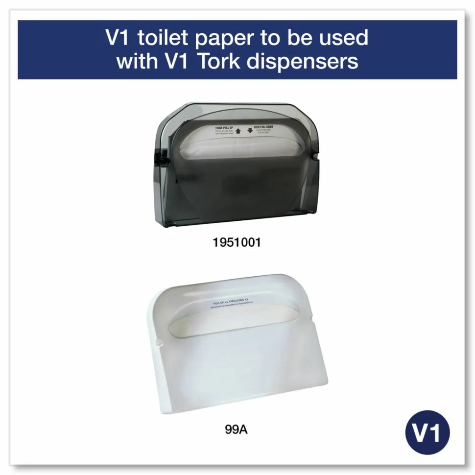 Tork Toilet Seat Cover, Half-Fold, 14.5 x 17, White, 250/Pack, 20 Packs/Carton