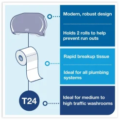 Tork Twin Standard Roll Bath Tissue Dispenser,12.75 x 5.57 x 8.25, Smoke
