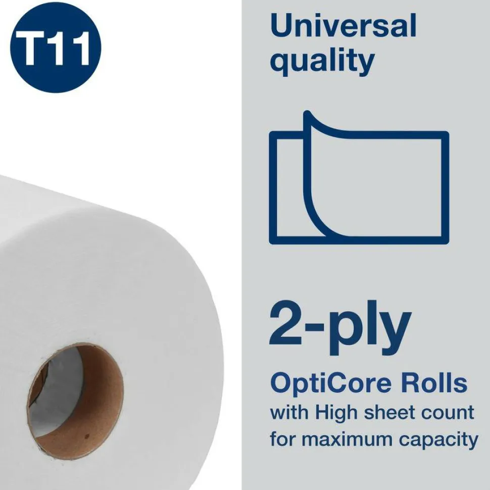 Tork Universal Bath Tissue Roll with OptiCore, Septic Safe, 2-Ply, White, 865 Sheets/Roll, 36 Rolls/Carton