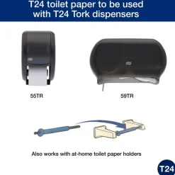 Tork Universal Bath Tissue, Septic Safe, 2-Ply, White, 500 Sheets/Roll, 96 Rolls/Carton