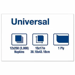 Tork Universal Dinner Napkins, 1-Ply, 15 x 17, 1/8 Fold, White, 3000/Carton