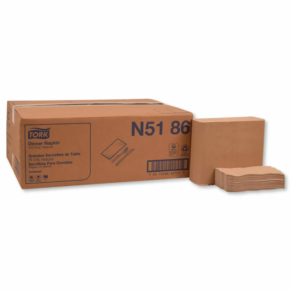 Tork Universal Dinner Napkins, 1-Ply, 15 x 17, Natural Brown, 250/Pack, 12 Pack/Carton