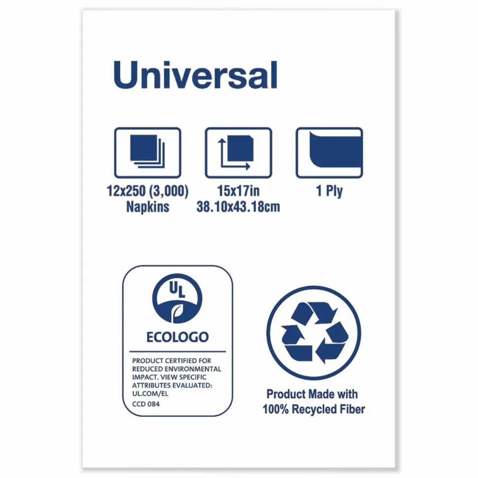 Tork Universal Dinner Napkins, 1-Ply, 15 x 17, Natural Brown, 250/Pack, 12 Pack/Carton
