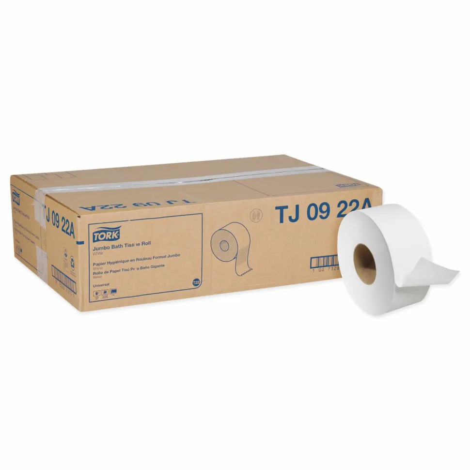 Tork Universal Jumbo Bath Tissue, Septic Safe, 2-Ply, 3.48" x 1,000 ft, White, 12 Rolls/Carton