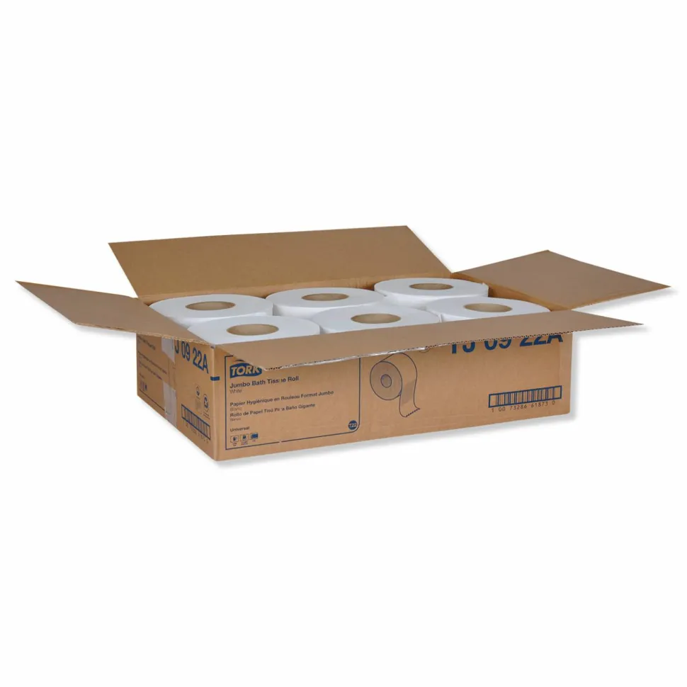 Tork Universal Jumbo Bath Tissue, Septic Safe, 2-Ply, 3.48" x 1,000 ft, White, 12 Rolls/Carton