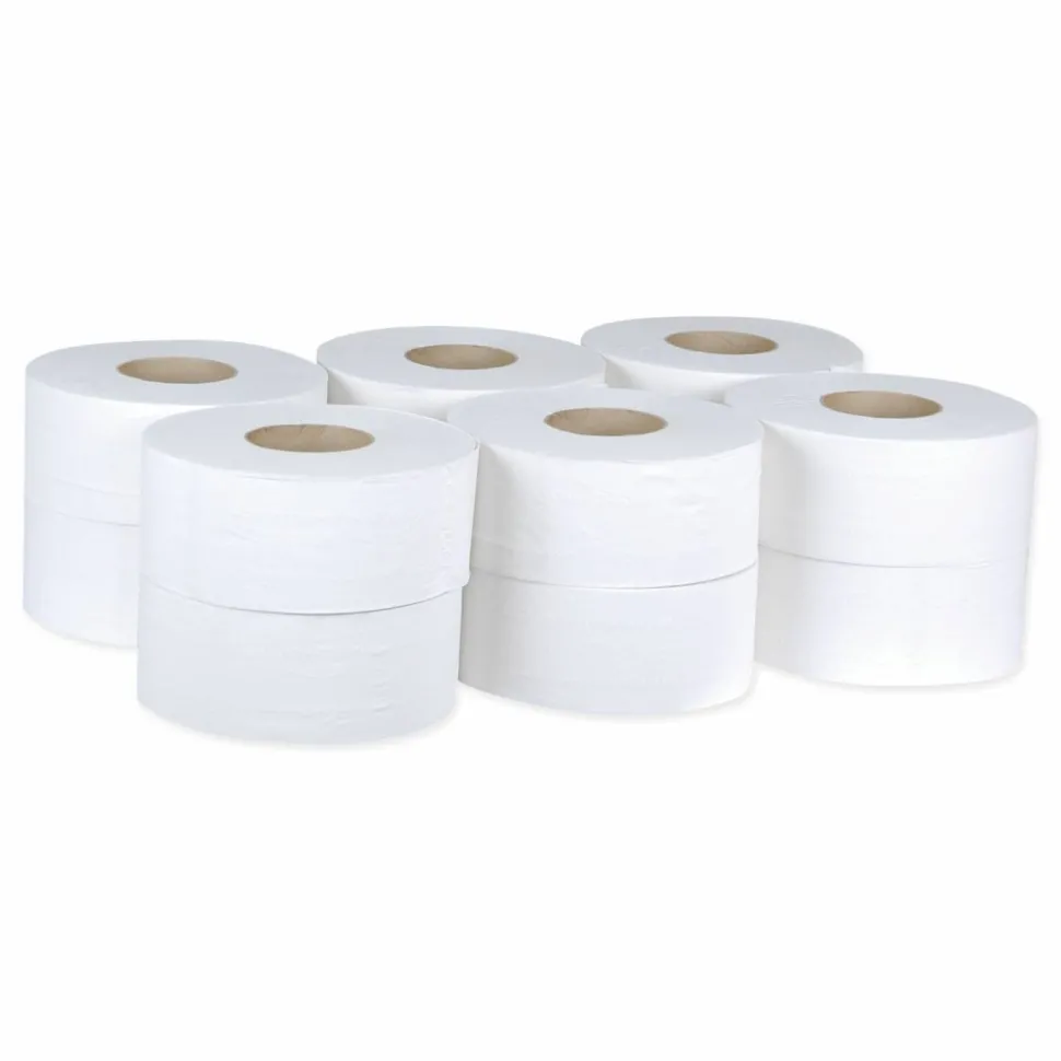 Tork Universal Jumbo Bath Tissue, Septic Safe, 2-Ply, 3.48" x 1,000 ft, White, 12 Rolls/Carton