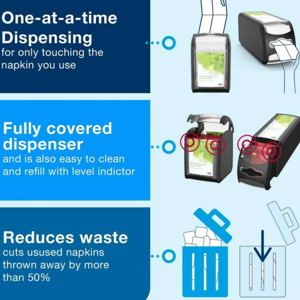 Tork Xpressnap Fit Napkin Dispenser, Tabletop, 4.4 x 5.6 x 6.7, Black