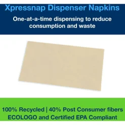 Tork Xpressnap Interfold Dispenser Napkins, 1-Ply, Bag-Pack, 13 x 8.5, Natural, 500/Pack, 12 Packs/Carton