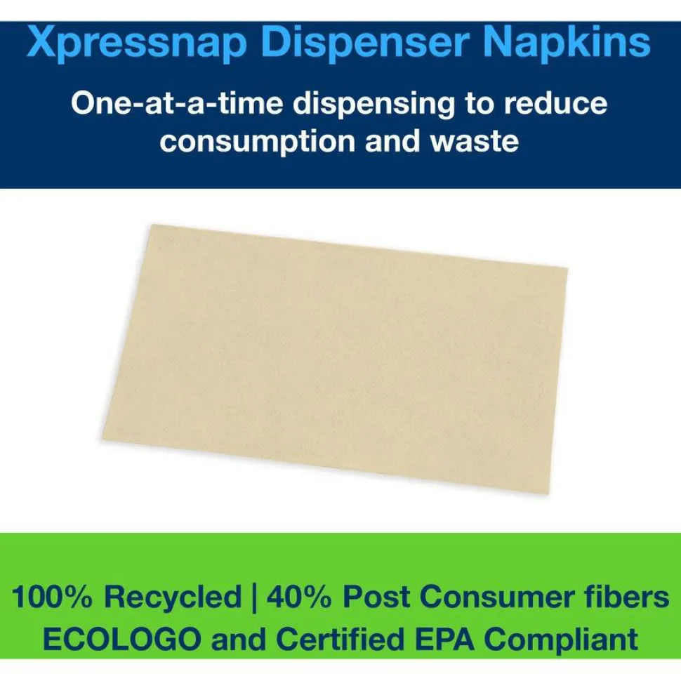 Tork Xpressnap Interfold Dispenser Napkins, 1-Ply, Bag-Pack, 13 x 8.5, Natural, 500/Pack, 12 Packs/Carton