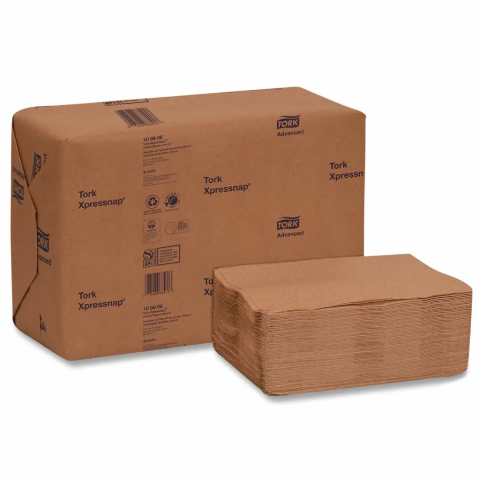 Tork Xpressnap Interfold Dispenser Napkins, 2-Ply, 6.5 x 8.5, Natural, 500/Pack, 12 Packs/Carton