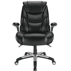 Torval Big & Tall Bonded Leather High-Back Computer Office Chair, Black/Silver, BIFMA Compliant