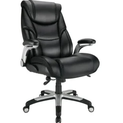 Torval Big & Tall Bonded Leather High-Back Computer Office Chair, Black/Silver, BIFMA Compliant