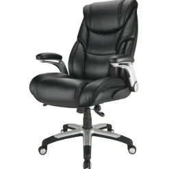 Torval Big & Tall Bonded Leather High-Back Computer Office Chair, Black/Silver, BIFMA Compliant