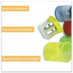 TPG Creations Eisen Pencil Sharpeners, Two-Hole, 1.5 x 1.75, Assorted Colors, 12/Pack