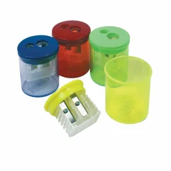TPG Creations Eisen Pencil Sharpeners, Two-Hole, 1.5 x 1.75, Assorted Colors, 12/Pack