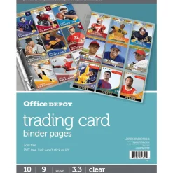 Trading Card Binder Pages, 8-1/2" x 11", Clear, Pack Of 10
