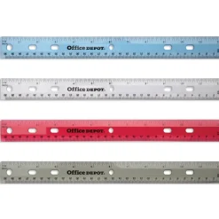 Transparent Plastic Ruler For Binders, 12", Assorted Colors (No Color Choice)