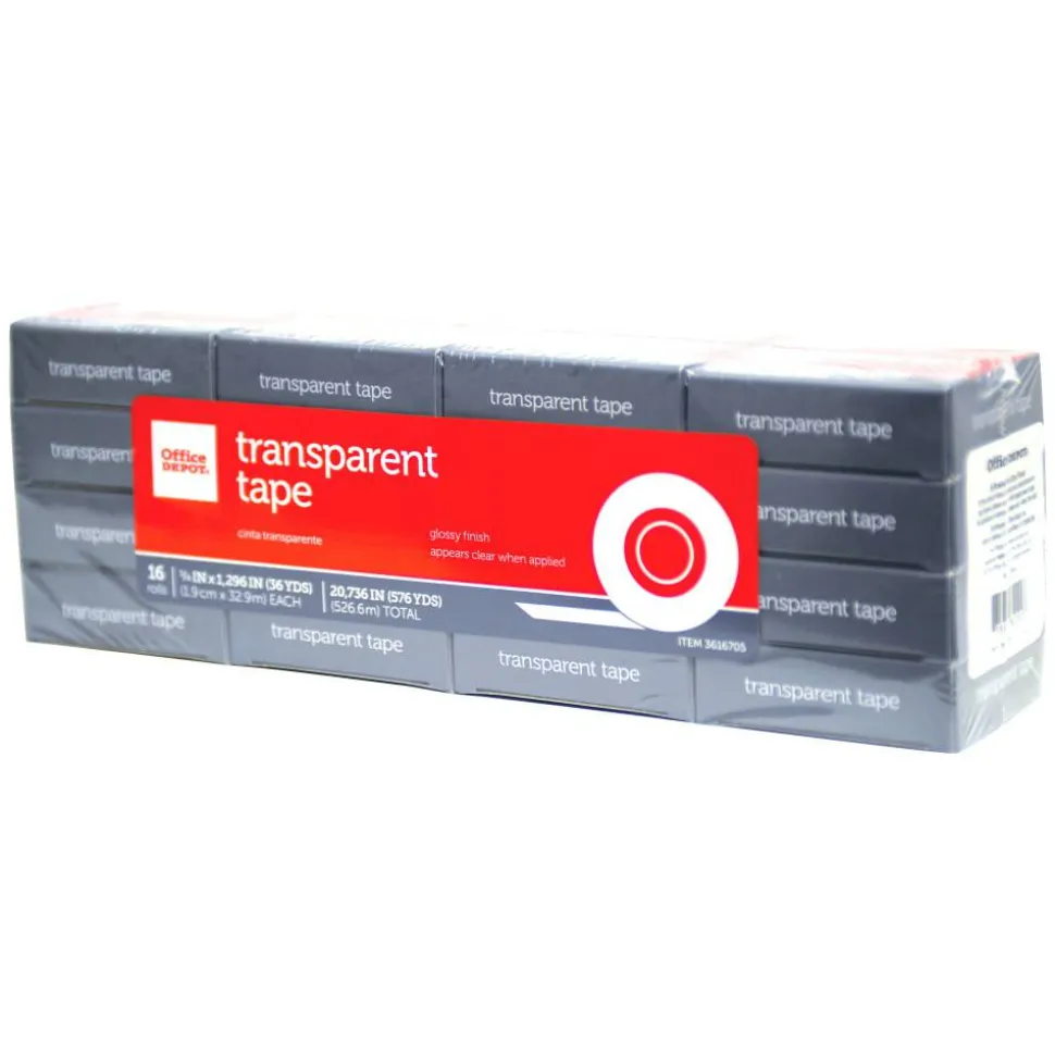 Transparent Tape Refills, 3/4" x 1,296, Clear, Pack Of 16
