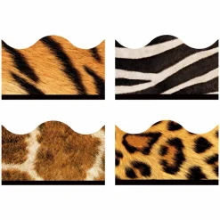 TREND Terrific Trimmers Print Board Trim, 48-Piece Set, Assorted Animal Prints, 2.25" x 39", Assorted Colors