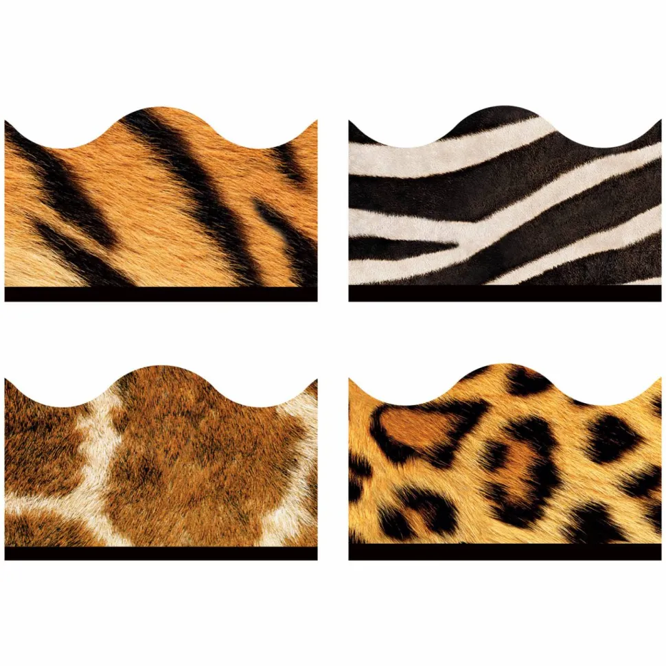 TREND Terrific Trimmers Print Board Trim, 48-Piece Set, Assorted Animal Prints, 2.25" x 39", Assorted Colors