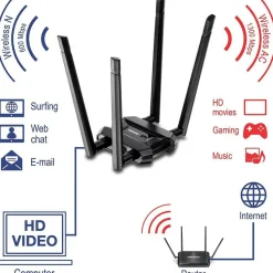 TRENDnet AC1900 High Power Dual Band Wireless USB Adapter, TEW-809UB, Stream 4K HD Video, Windows-Mac OS Compatible, USB 3.0 to USB Type A, Black