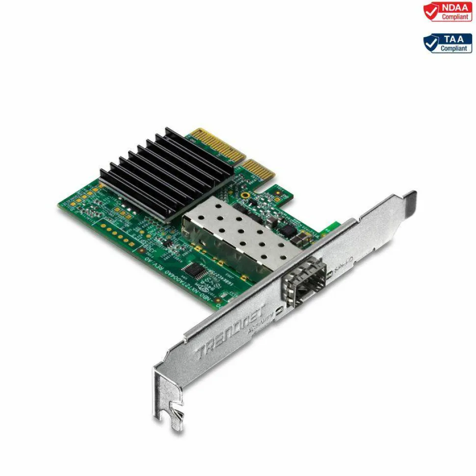 TRENDnet 10 Gigabit PCIe SFP+ Network Adapter, Convert A PCIe Slot Into A 10G SFP+ Slot, Supports 802.1Q, Standard & Low-Profile Brackets Included, Compatible With Windows & Linux, Black, TEG-10GECSFP