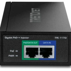 TRENDnet Gigabit PoE++ Injector, Supplies PoE (15.4W), PoE+ (30W), or PoE++ (60W), Network A PoE Device Up To 100m(328 ft), Supports IEEE 802.3af,802.at, Plug & Play, Black, TPE-117GI