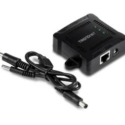 TRENDnet Gigabit PoE Splitter, 1 x Gigabit PoE Input Port, 1 x Gigabit Output Port, Up to 100m (328 ft), Supports 5V, 9V, 12V Devices, 802.3af PoE Compatible, PoE Powered, Black, TPE-104GS