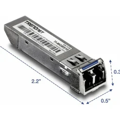 TRENDnet SFP to RJ45 Industrial Single-Mode LC Module (10km); TI-MGBS10; 1000Base-LX Industrial SFP; Compliant with IEEE 802.3z Gigabit Ethernet; Data Rates of up to 1.25Gbps; Lifetime Protection