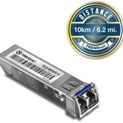 TRENDnet SFP to RJ45 Mini-GBIC Single-Mode LC Module; TEG-MGBS10; For Single Mode Fiber; Distances up to 10km (6.2 Miles); Gigabit SFP Module; IEEE 802.3z Gigabit Ethernet; Lifetime Protection