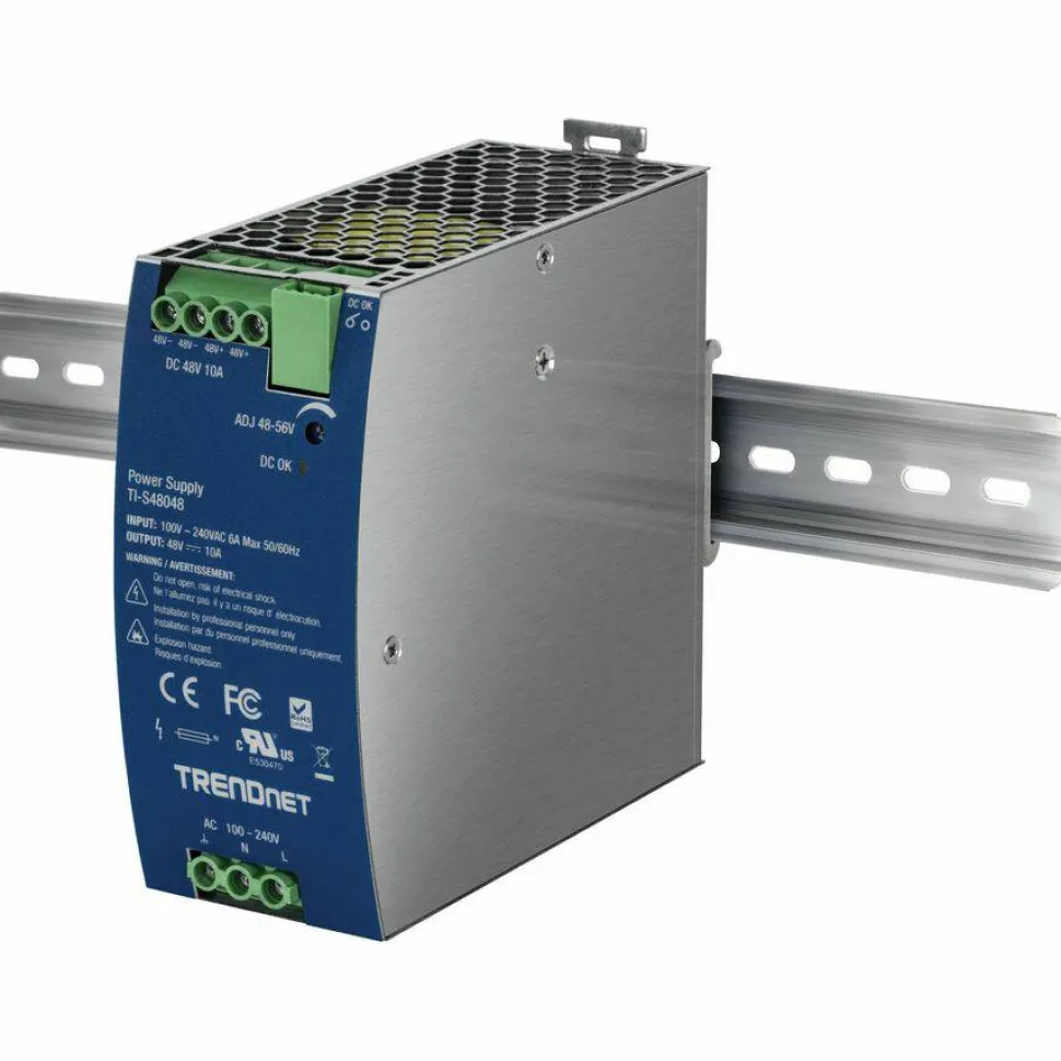 TRENDnet 480W, 48V DC, 10A AC to DC DIN-Rail Power Supply with PFC Function, TI-S48048