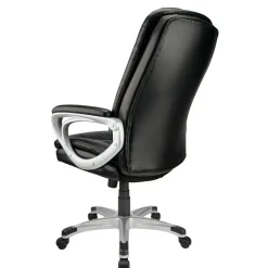 Treswell Bonded Leather High-Back Executive Office Chair, Black/Silver, BIFMA Compliant