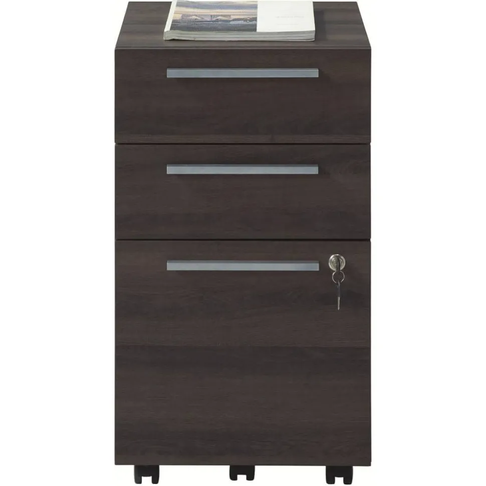 Trezza 19"D Vertical 3-Drawer Mobile File Cabinet, Warm Walnut