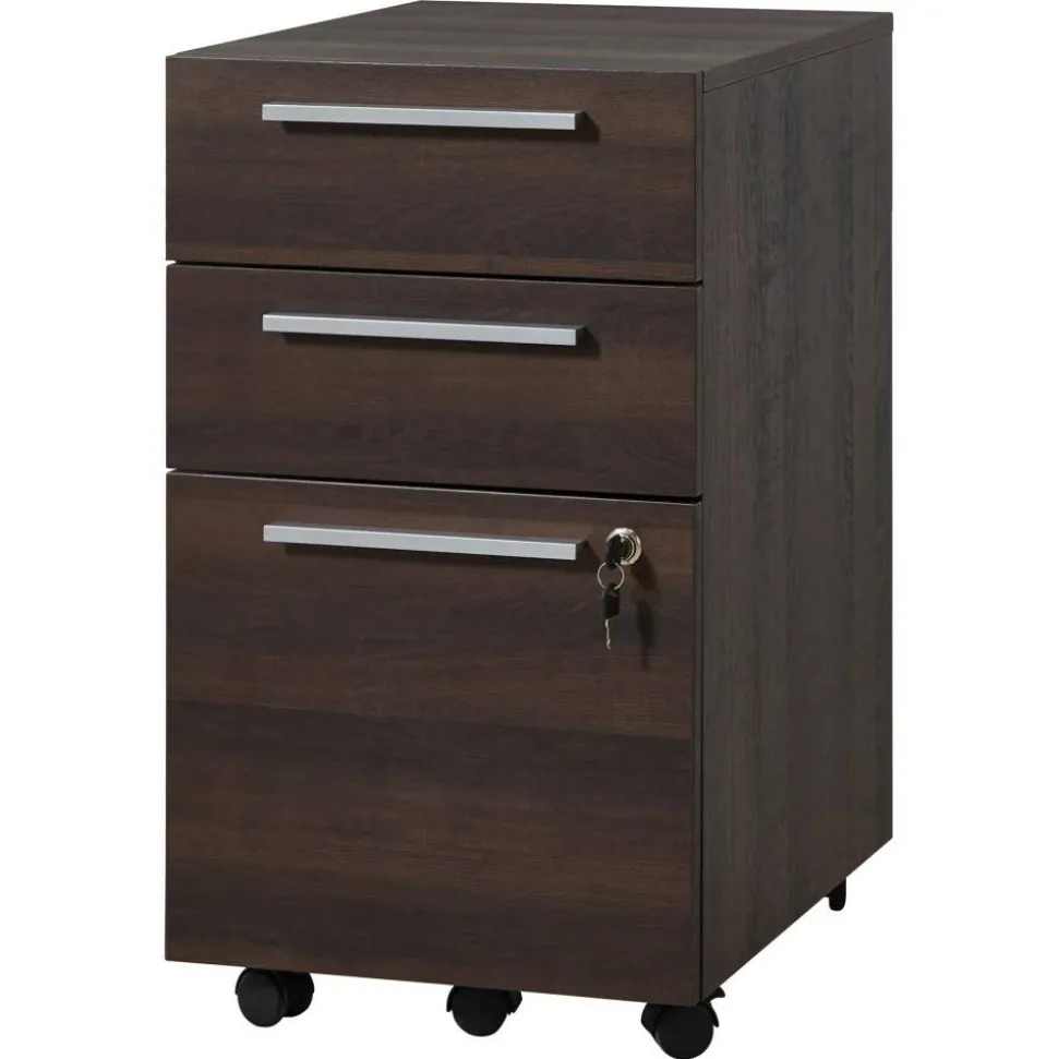 Trezza 19"D Vertical 3-Drawer Mobile File Cabinet, Warm Walnut