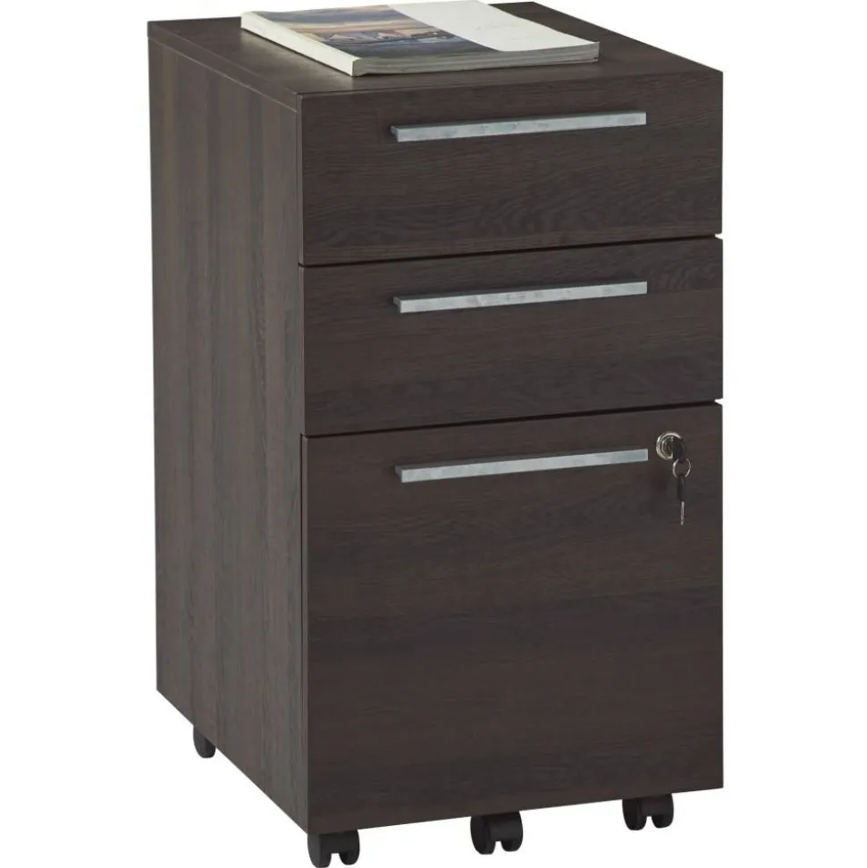 Trezza 19"D Vertical 3-Drawer Mobile File Cabinet, Warm Walnut