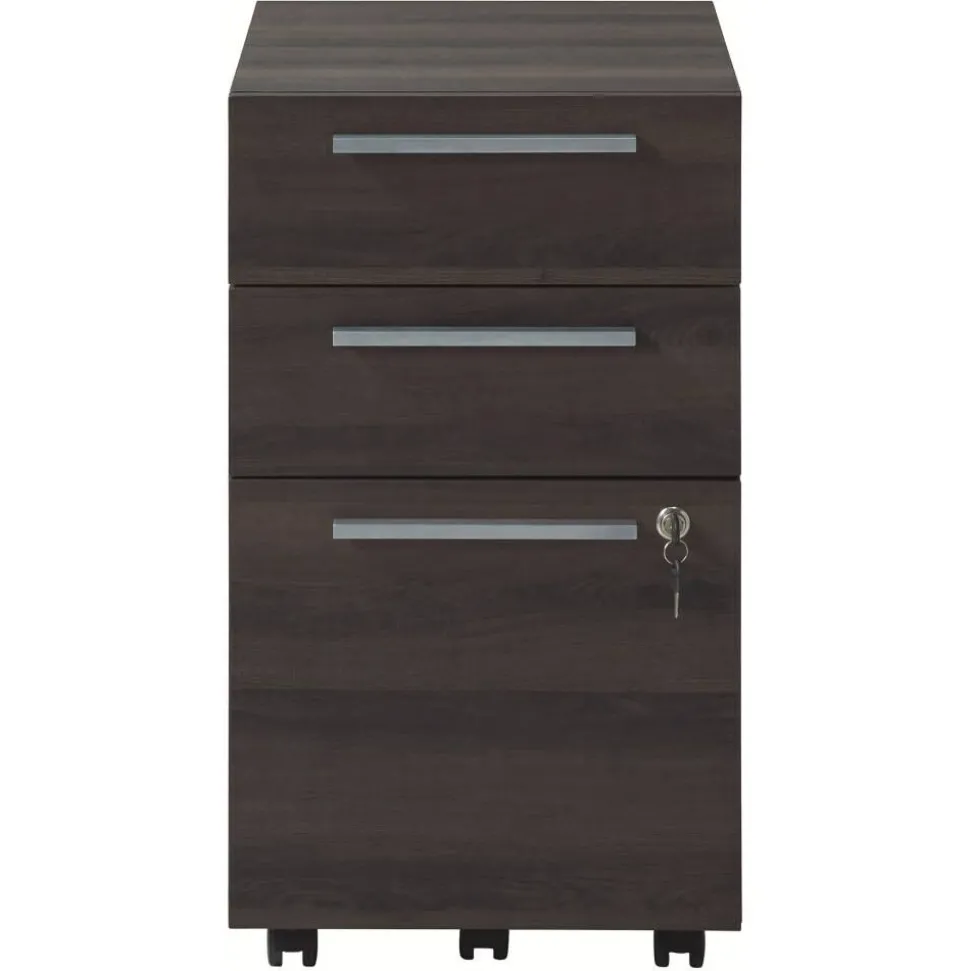 Trezza 19"D Vertical 3-Drawer Mobile File Cabinet, Warm Walnut