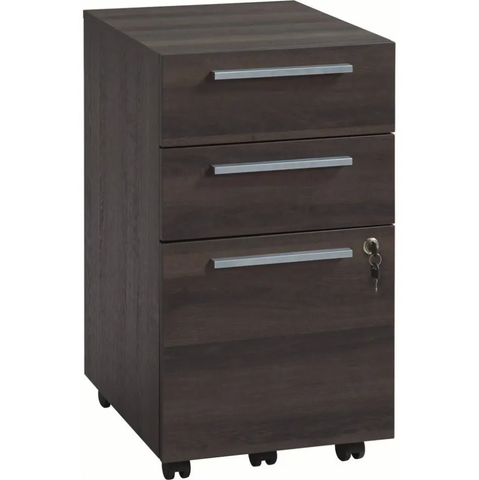 Trezza 19"D Vertical 3-Drawer Mobile File Cabinet, Warm Walnut